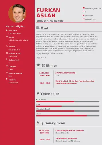 Endüstri Mühendisi CV Örnekleri cv indir